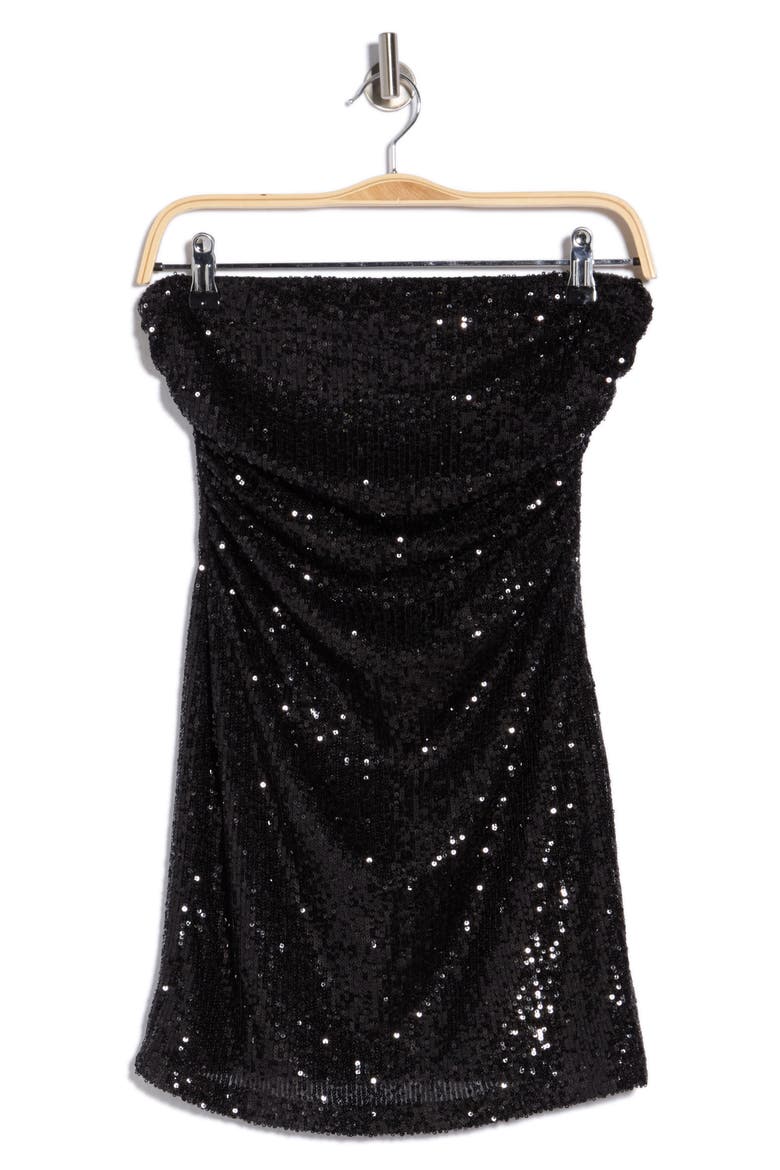 Strapless Sequin Minidress, Alternate, color, BLACK SEQUINS