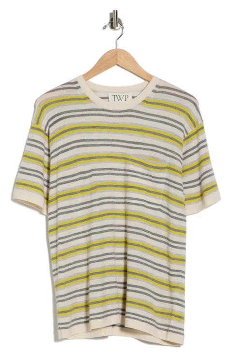 Beach Stripe Short Sleeve Wool Sweater