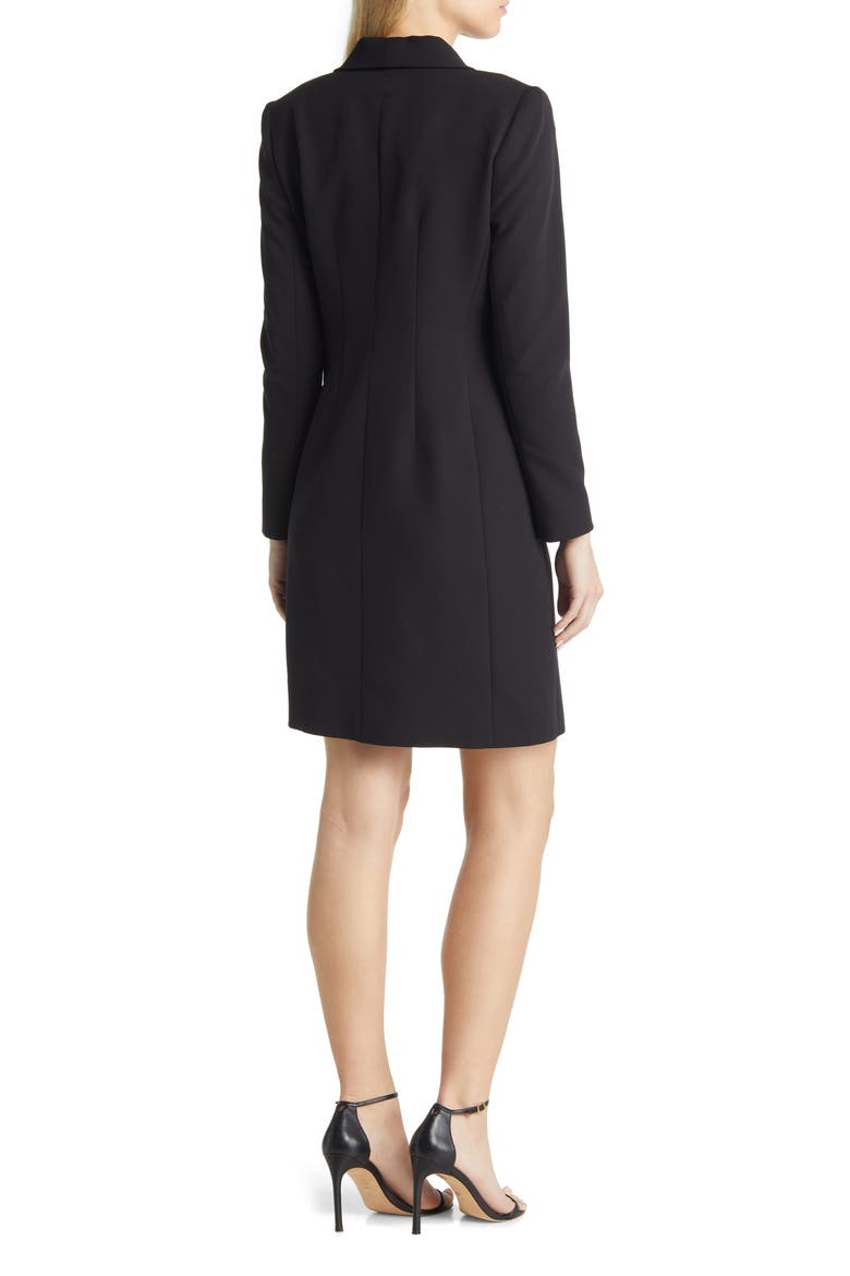 Long Sleeve Crepe Coatdress, Alternate, color, BLACK