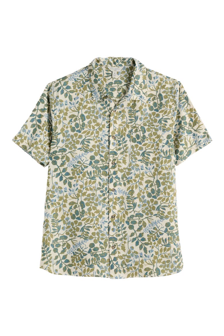 Blue Heron Short Sleeve Linen Shirt, Alternate, color, WINDING HERBS ECRU