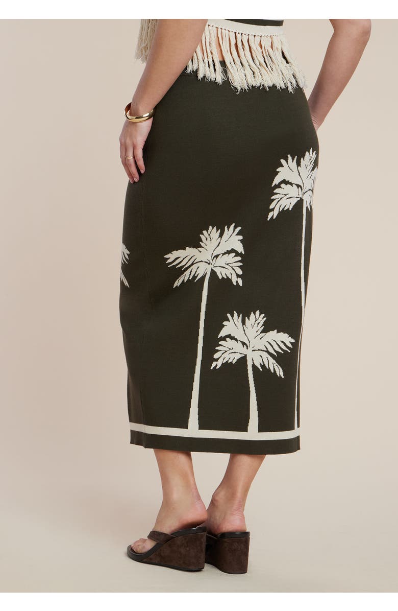 ELOQUII Intarsia Column Skirt, Alternate, color, Trio Palm Olive