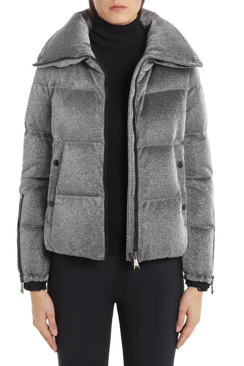 Bandama Glitter Down Puffer Jacket, Main, color, SILVER