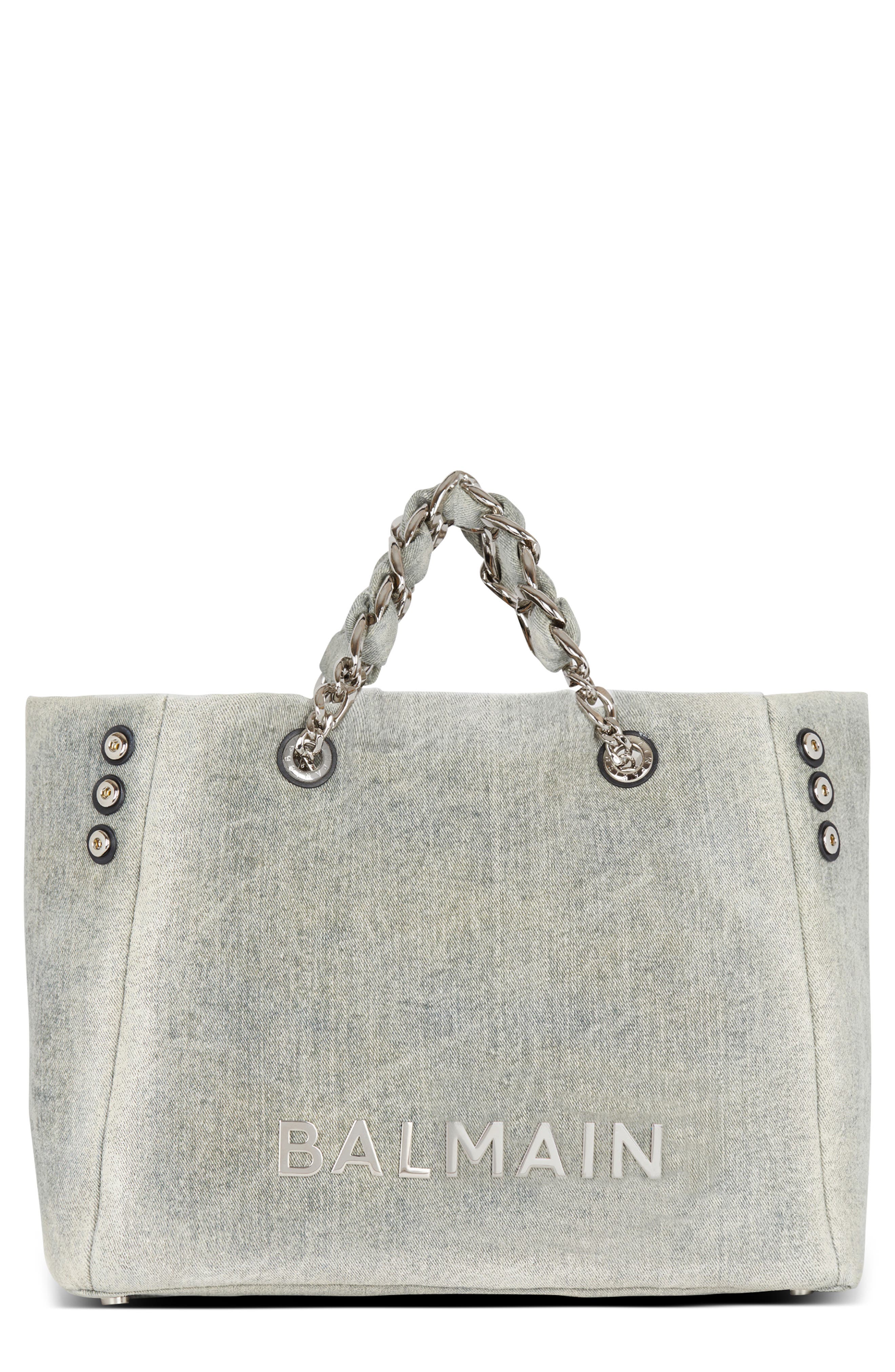 Balmain 1945 Soft Washed Denim Tote, Main, color, 
