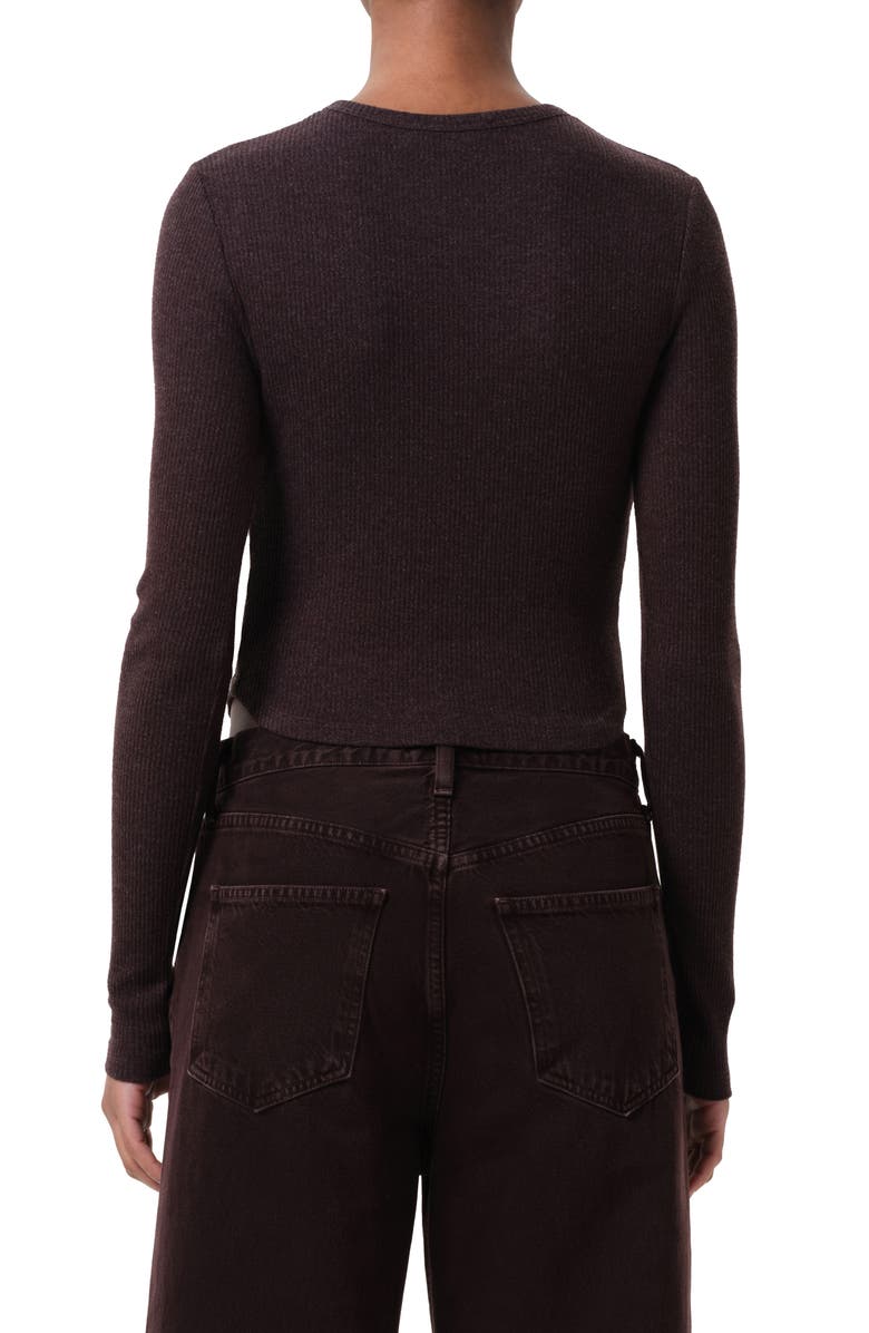 AGOLDE Neema Ribbed Long Sleeve T-Shirt, Alternate, color, Root Dark Burgandy