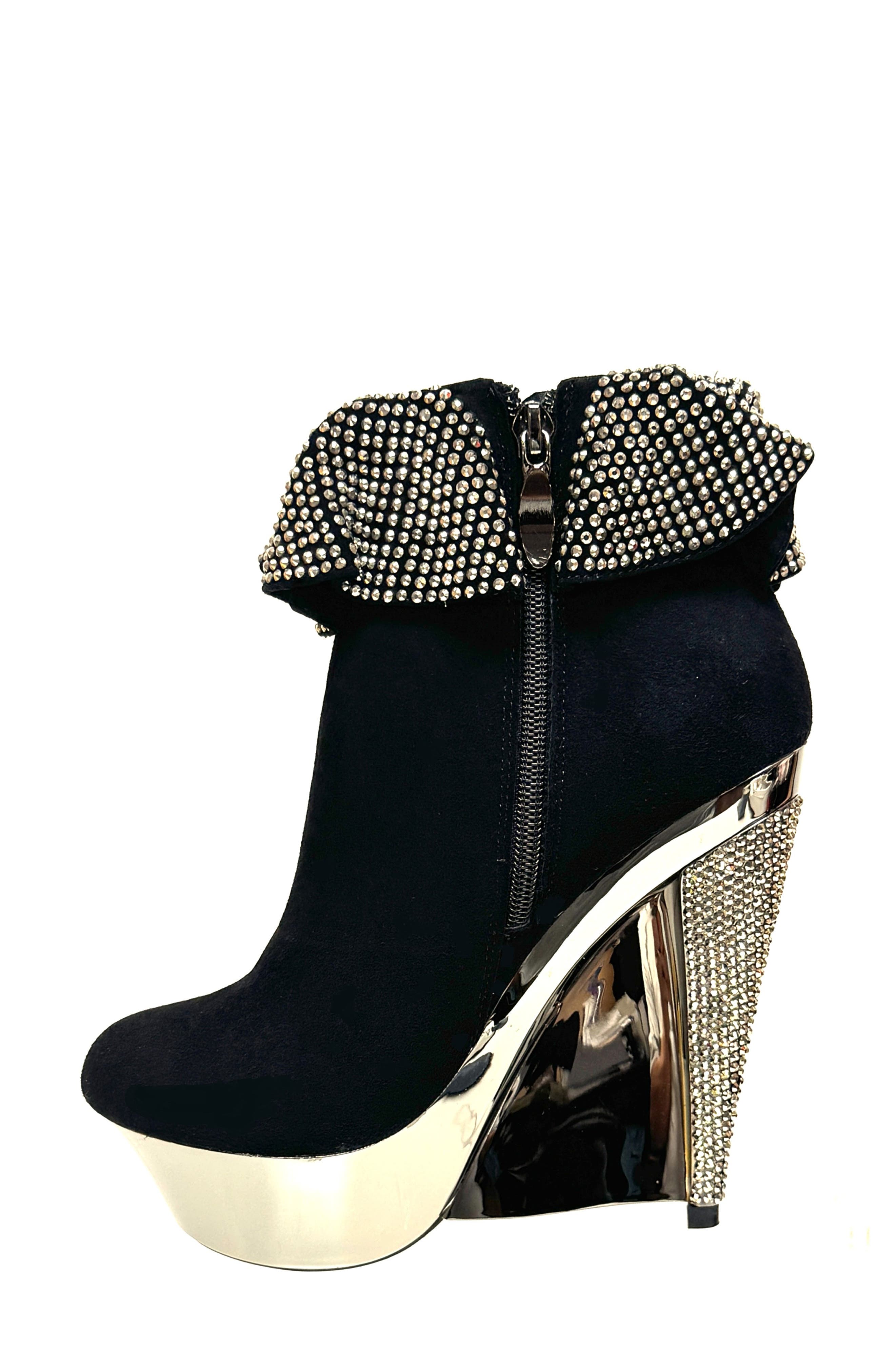 LADY COUTURE Venice Platform Wedge Bootie, Alternate, color, Black