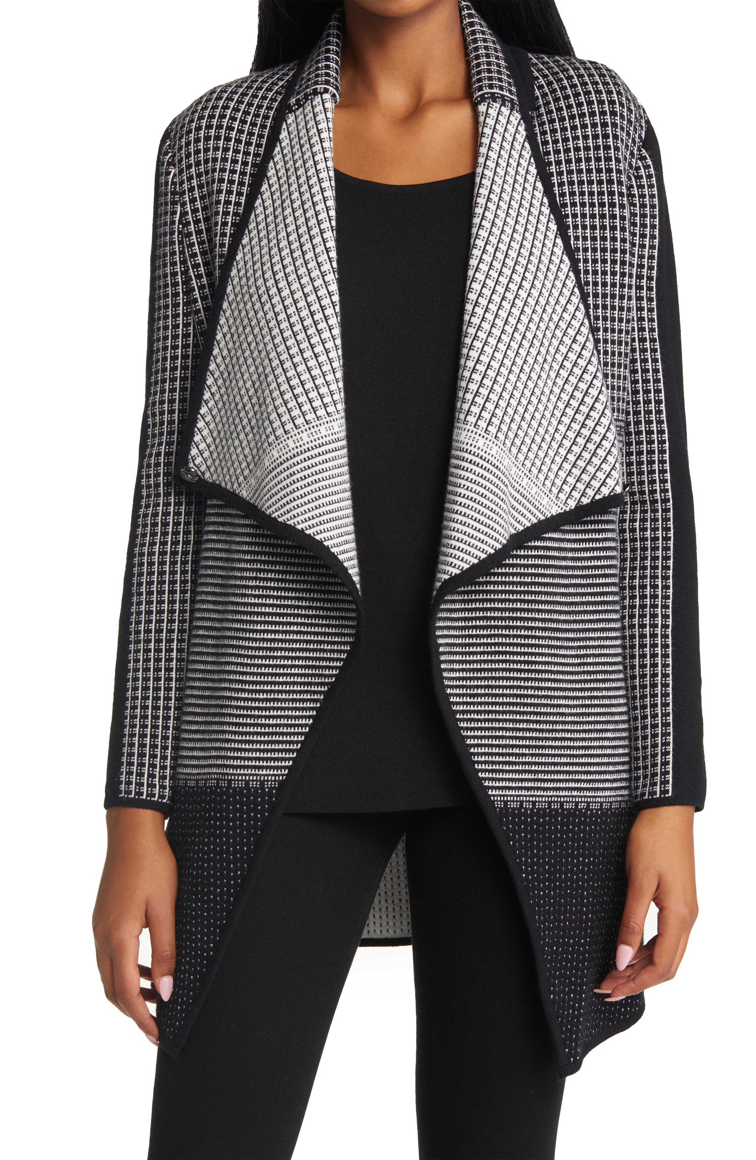 Ming Wang Draped Open Front Knit Jacket
