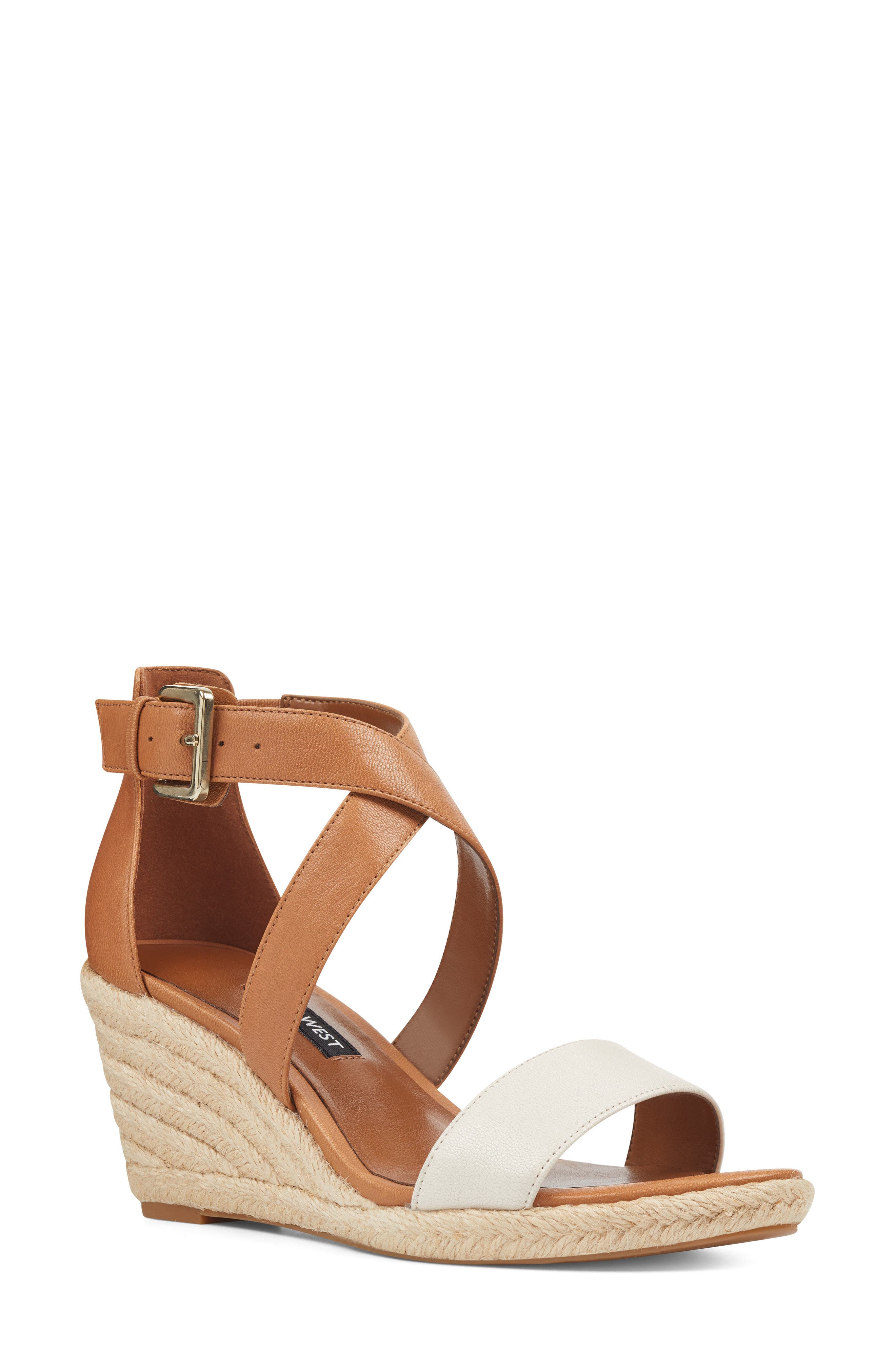 Jorjapeach Espadrille Wedge Sandal, Main, color, WHITE LEATHER