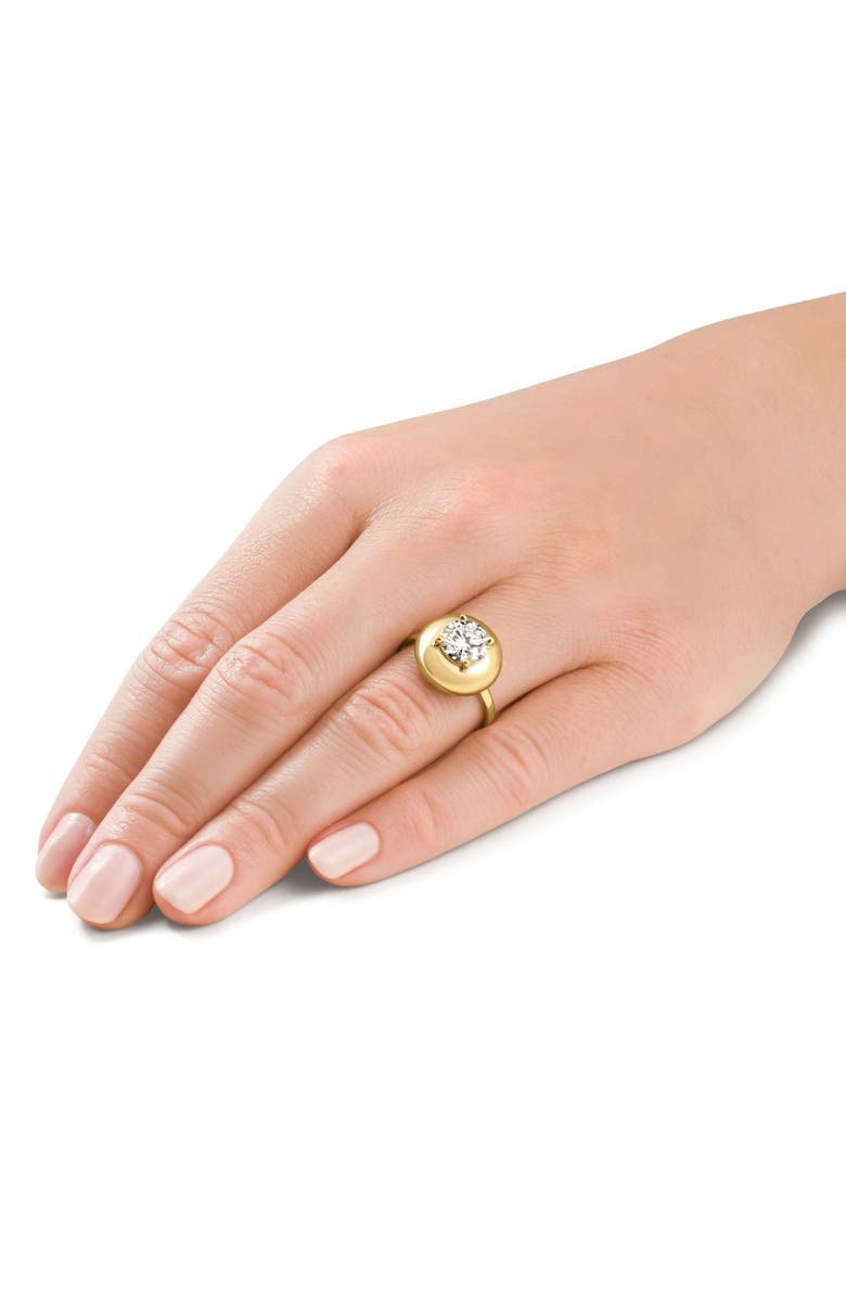 Bliss Diamond 1Ct Diamond Bezel Stackable Button Engagement Ring 14k Gold or Pt Lab Grown, Alternate, color, 14K White Gold