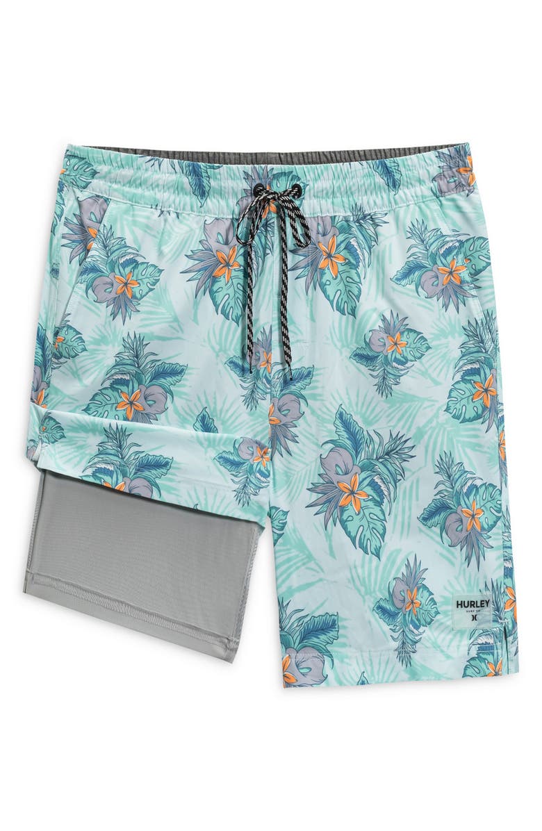 Hurley Tropic Cluster Stripes Volley Swim Shorts, Alternate, color, Blizzard