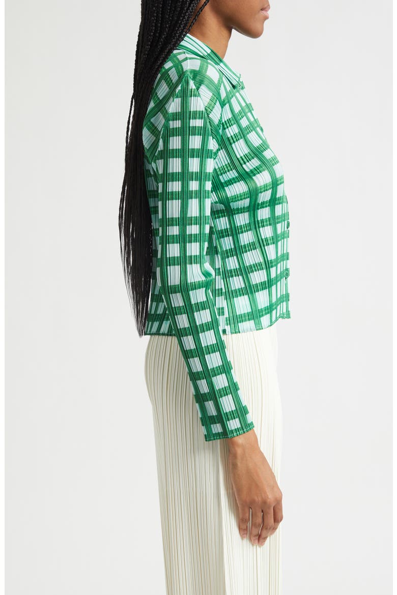 Basket Print Pleated Cardigan, Alternate, color, GREEN