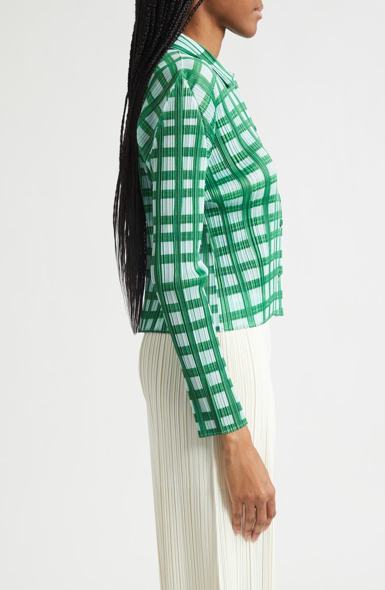Issey Miyake Basket Print Pleated Cardigan, Alternate, color, Green