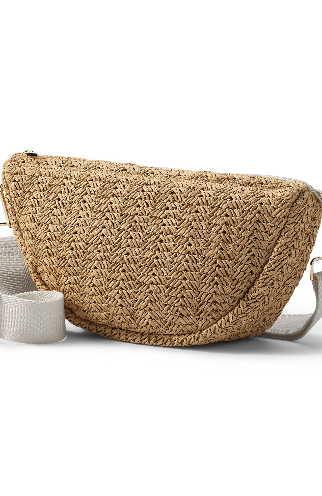 Lands' End Straw Crescent Crossbody Bag, Main, color, 