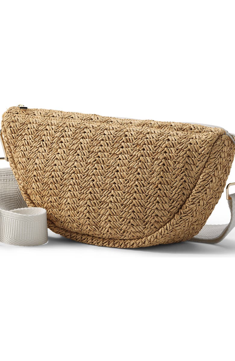 Lands' End Straw Crescent Crossbody Bag, Main, color,