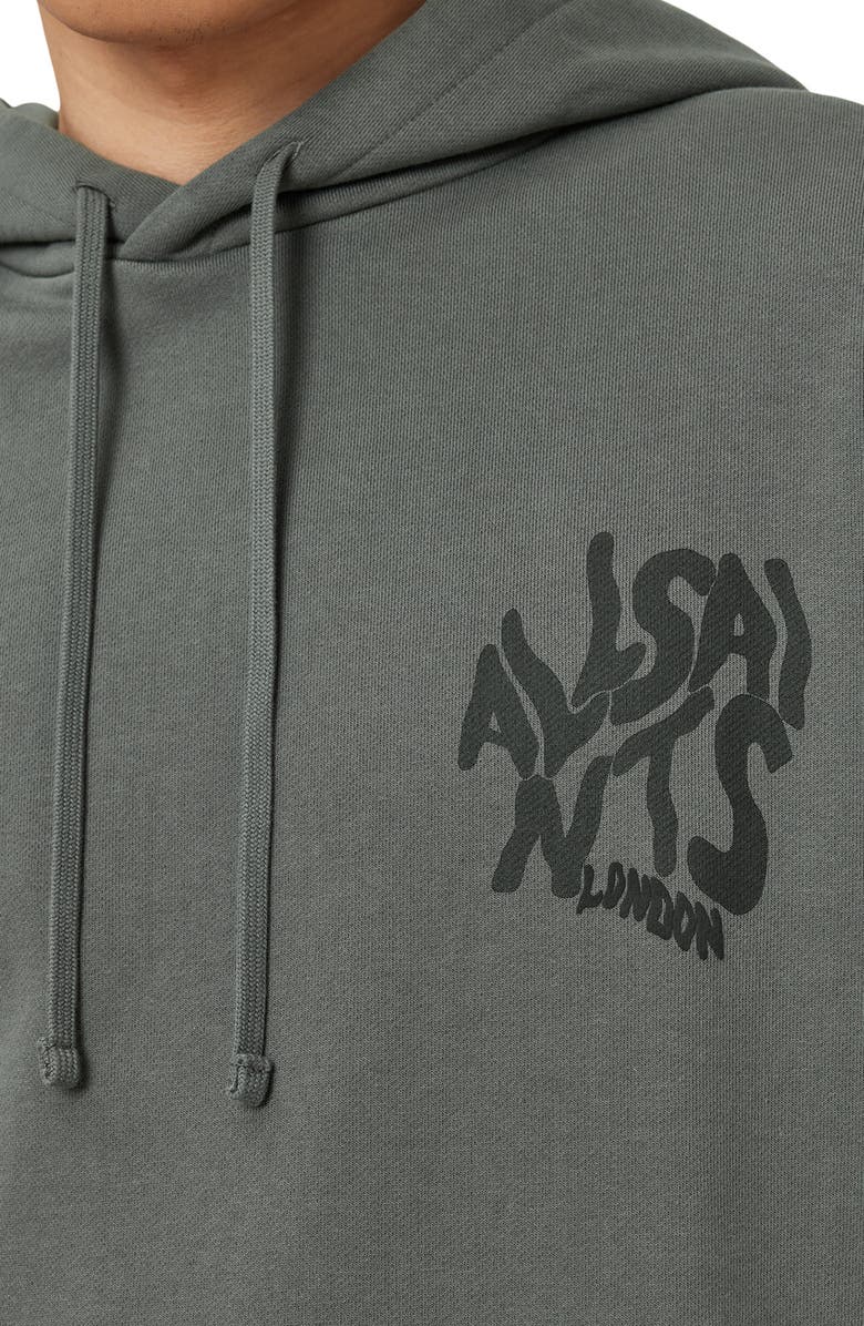 AllSaints Orlando Logo Cotton Graphic Hoodie, Alternate, color, Gastor Green
