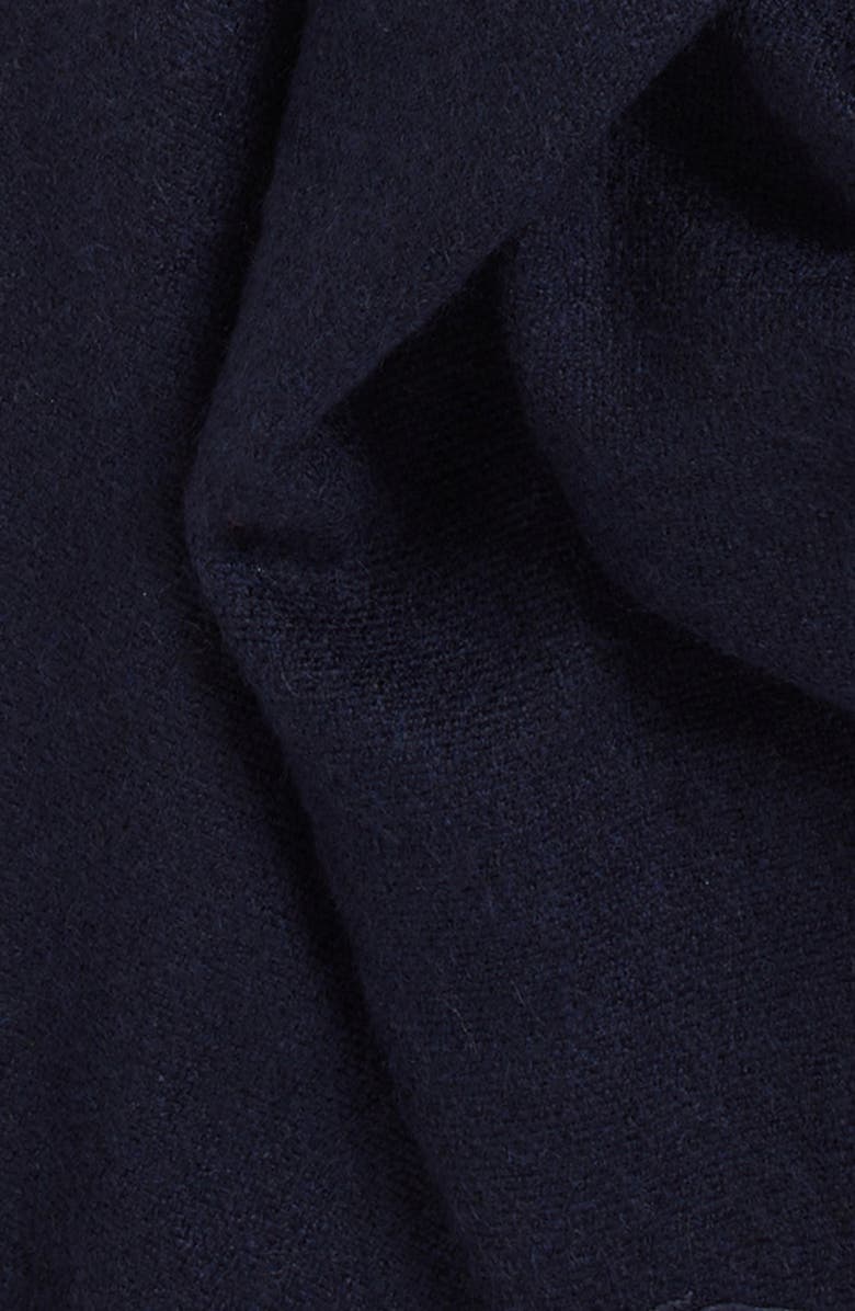 Burberry Equestrian Knight Design Cashmere Fringe Scarf, Alternate, color, Midnight