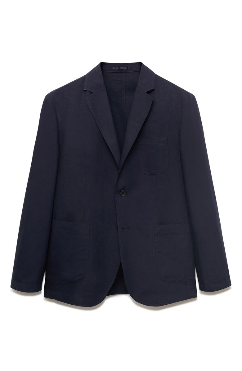 MANGO Slim Fit Slub Lyocell & Linen Suit Jacket, Alternate, color, Navy