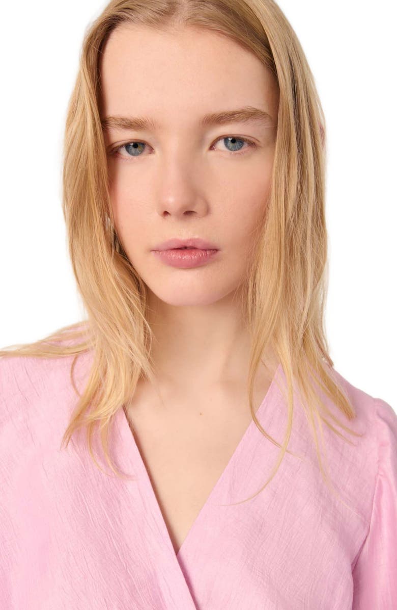 maje Linen wrap dress, Alternate, color, 