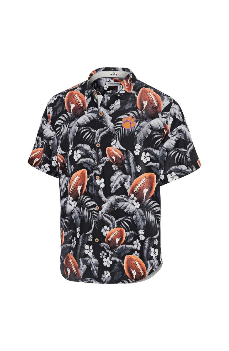 Tommy Bahama Men's Tommy Bahama Black Clemson Tigers Veracruz Cay First Down Blooms Button-Up Shirt, Alternate, color, Black