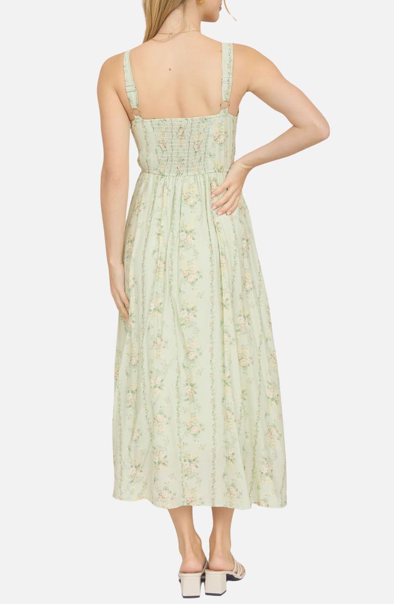 Blu Pepper Floral Print Sleeveless Maxi Dress, Alternate, color, Lime Multi