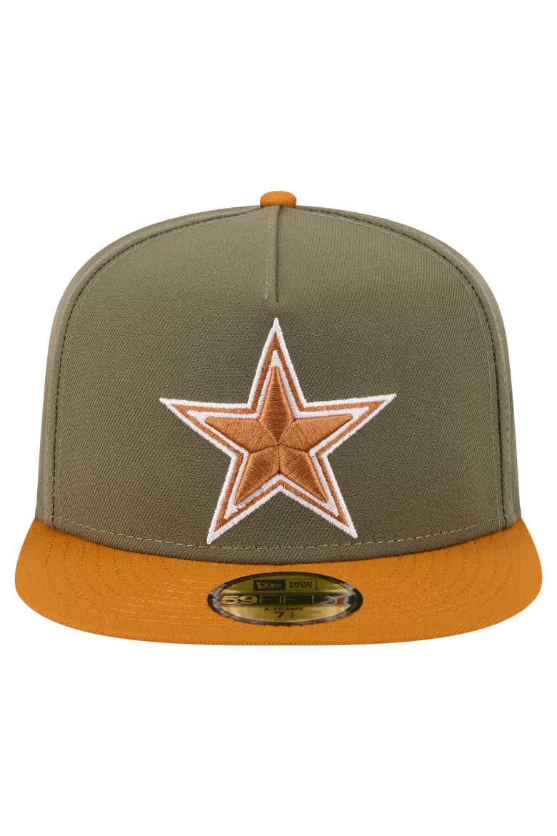 Men's New Era Olive/Brown Dallas Cowboys 2-Tone Color Pack A-Frame 59FIFTY Fitted Hat, Alternate, color, Olive