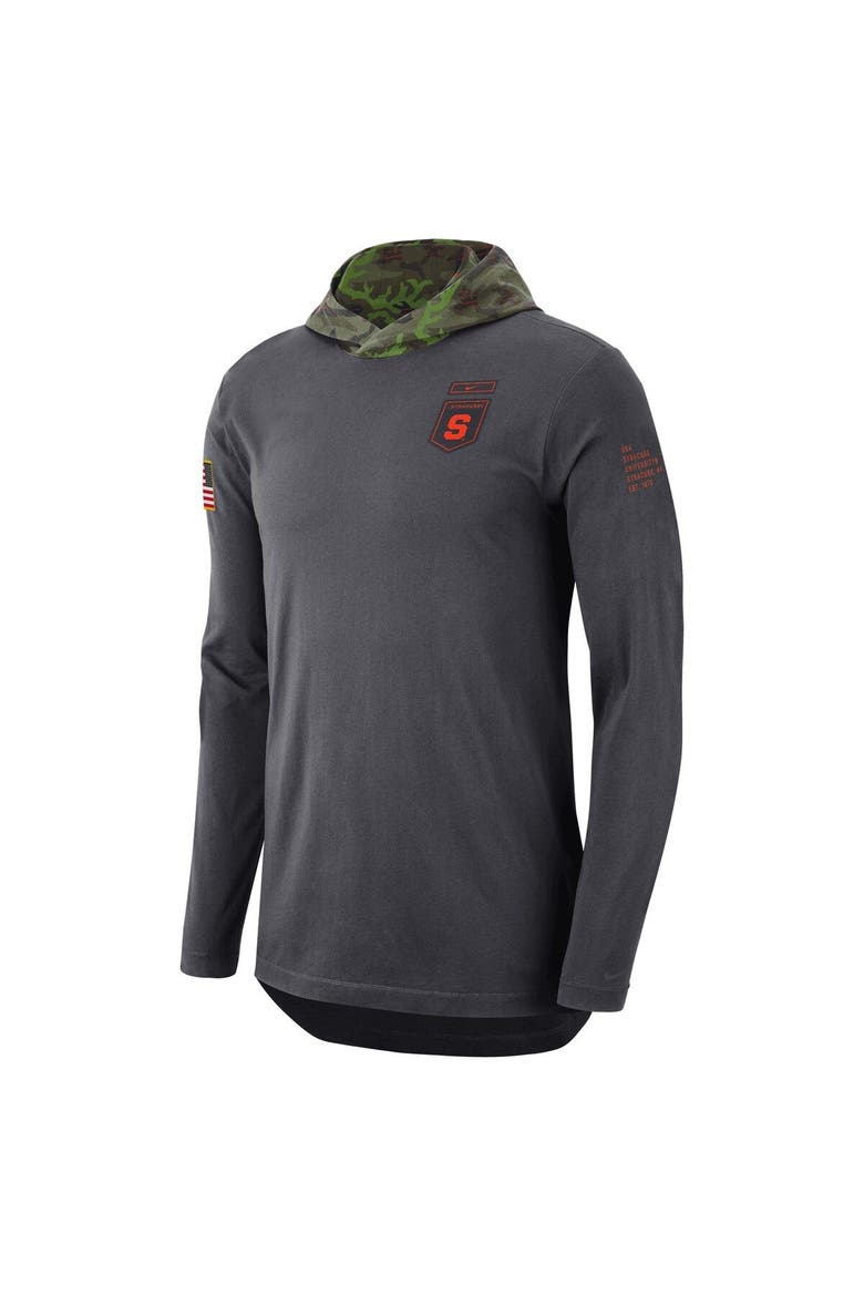 Men's Nike Anthracite Syracuse Orange Military Long Sleeve Hoodie T-Shirt, Alternate, color, Anthracite