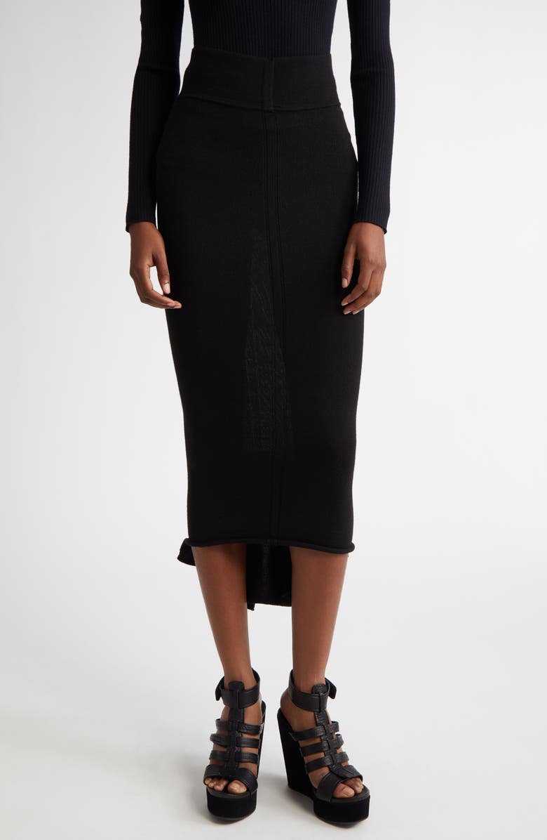 Rick Owens Gonna Dauphine Virgin Wool Blend Skirt, Main, color, 