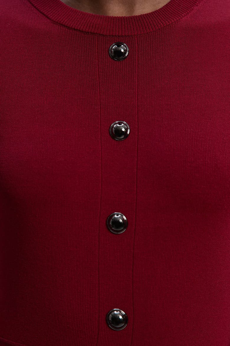 Viscose Tab Pleated Knit Mini Dress, Alternate, color, Burgundy