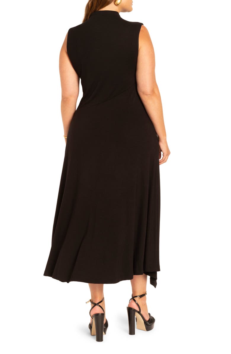 ELOQUII Asymmetric Sleeveless Stretch Jersey Dress, Alternate, color,