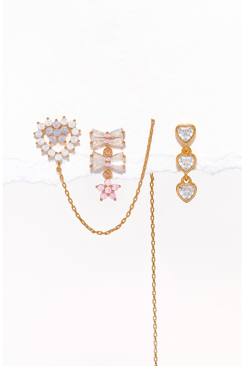 Little Blushing Bows Drop Earrings, Alternate, color, GOLD/ PINK