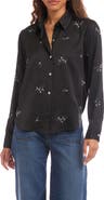 Karen Kane Floral Embellished Satin Button-Up Shirt