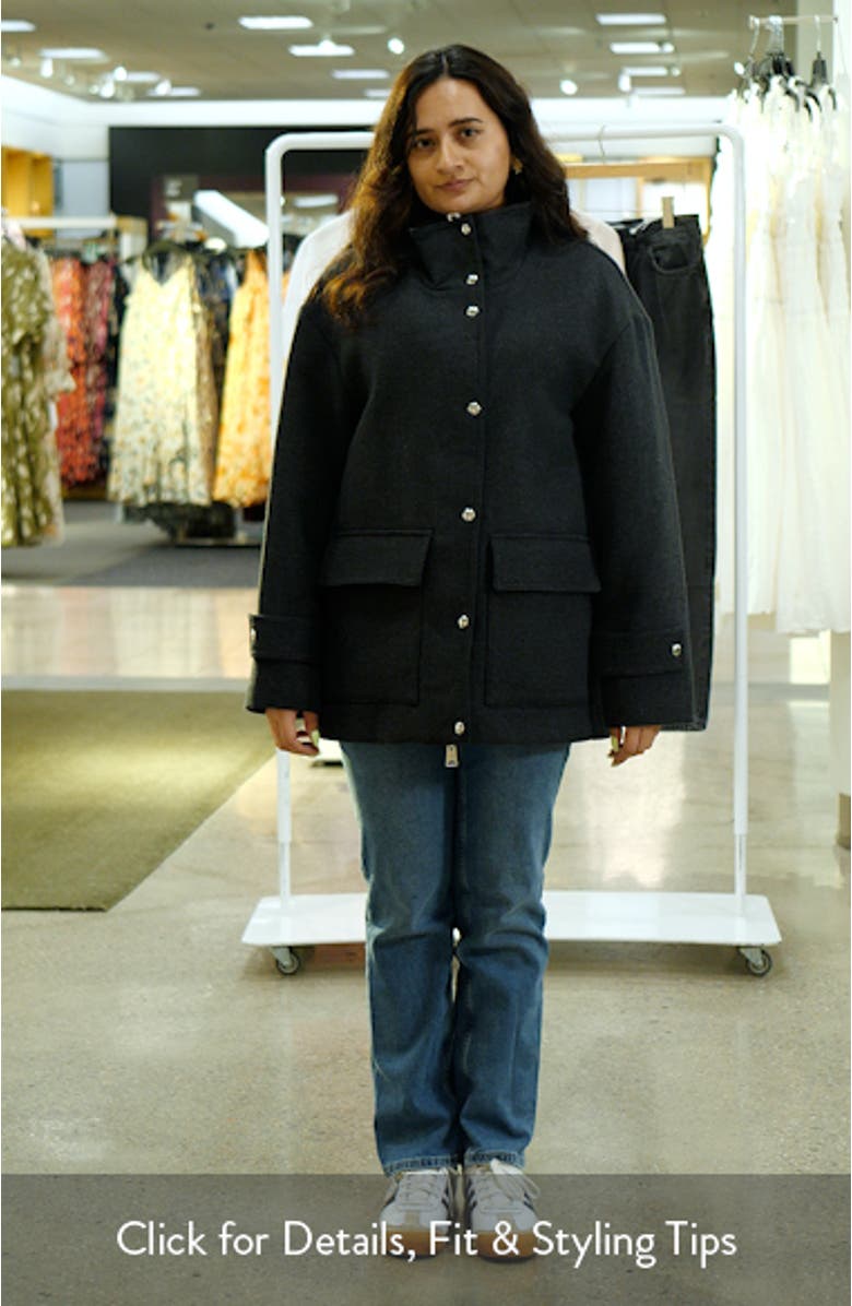 Stand Collar Wool Blend Coat, sales video thumbnail