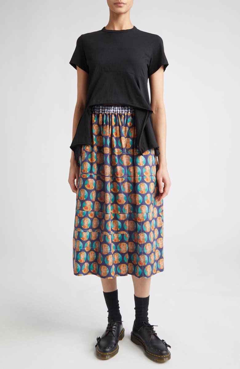 Tao Comme des Garçons Mixed Print Cotton Broadcloth Midi Skirt, Alternate, color, 