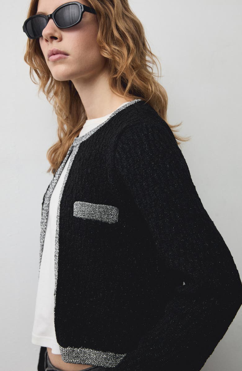 MANGO Metallic Knit Jacket, Alternate, color, 