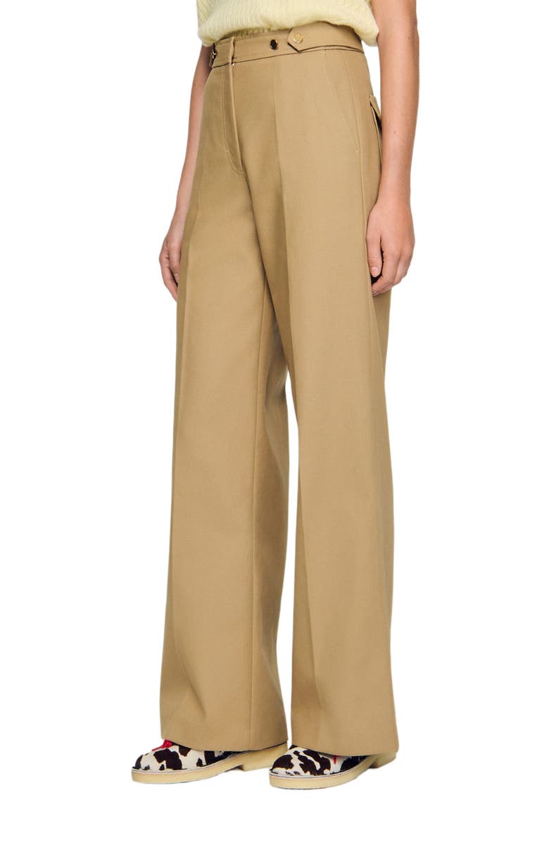 SANDRO Cotton suit trousers, Alternate, color, Beige