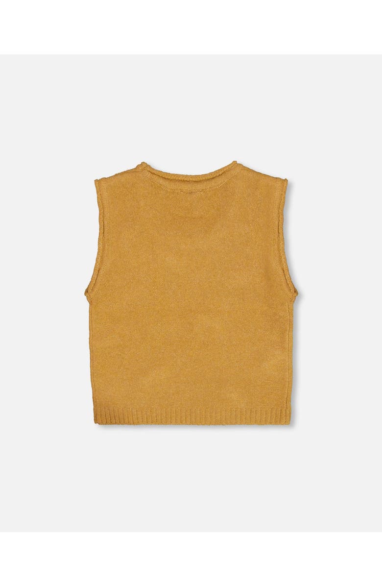 Deux par Deux Girl's Knit Vest With Bows Golden Brown, Alternate, color, 
