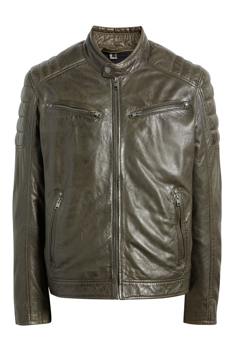 Derry Leather Jacket, Alternate, color, DARK OLIVE
