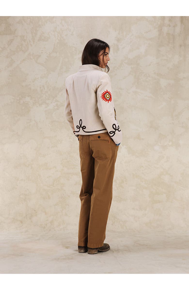 Fortela Marine Embroidered Cotton Bolero Jacket, Alternate, color, Mou