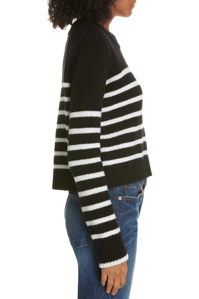 Mini Maren Wool & Cashmere Sweater, Alternate, color, BLACK/ CREAM