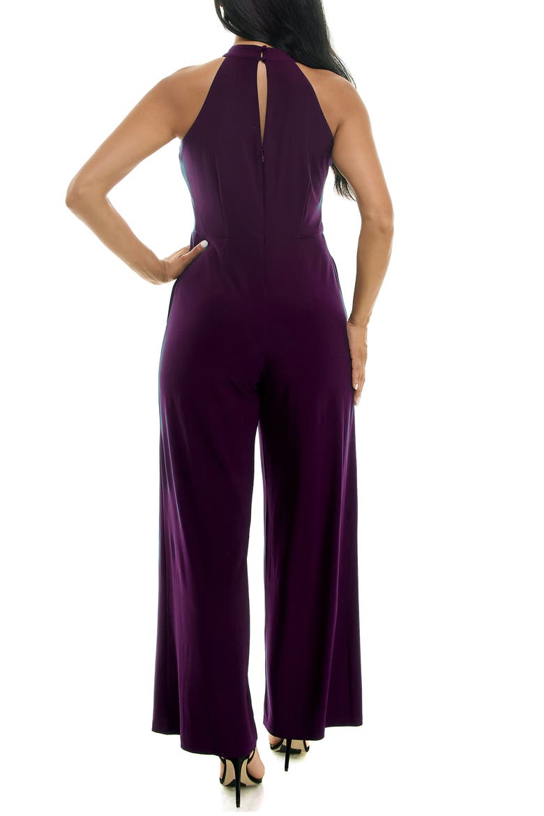 Twist Halter Knit Jumpsuit, Alternate, color, BLACK PLUM