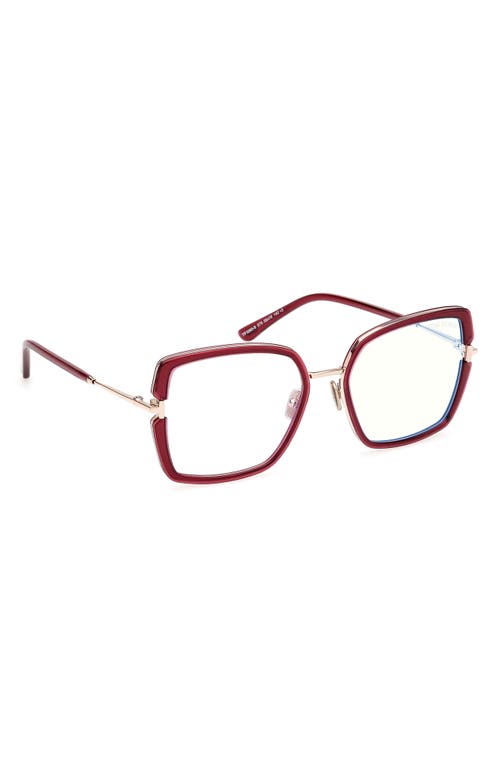Shop Tom Ford 55mm Square Blue Light Blocking Optical Glasses In Pink Rose Gold/t Logo