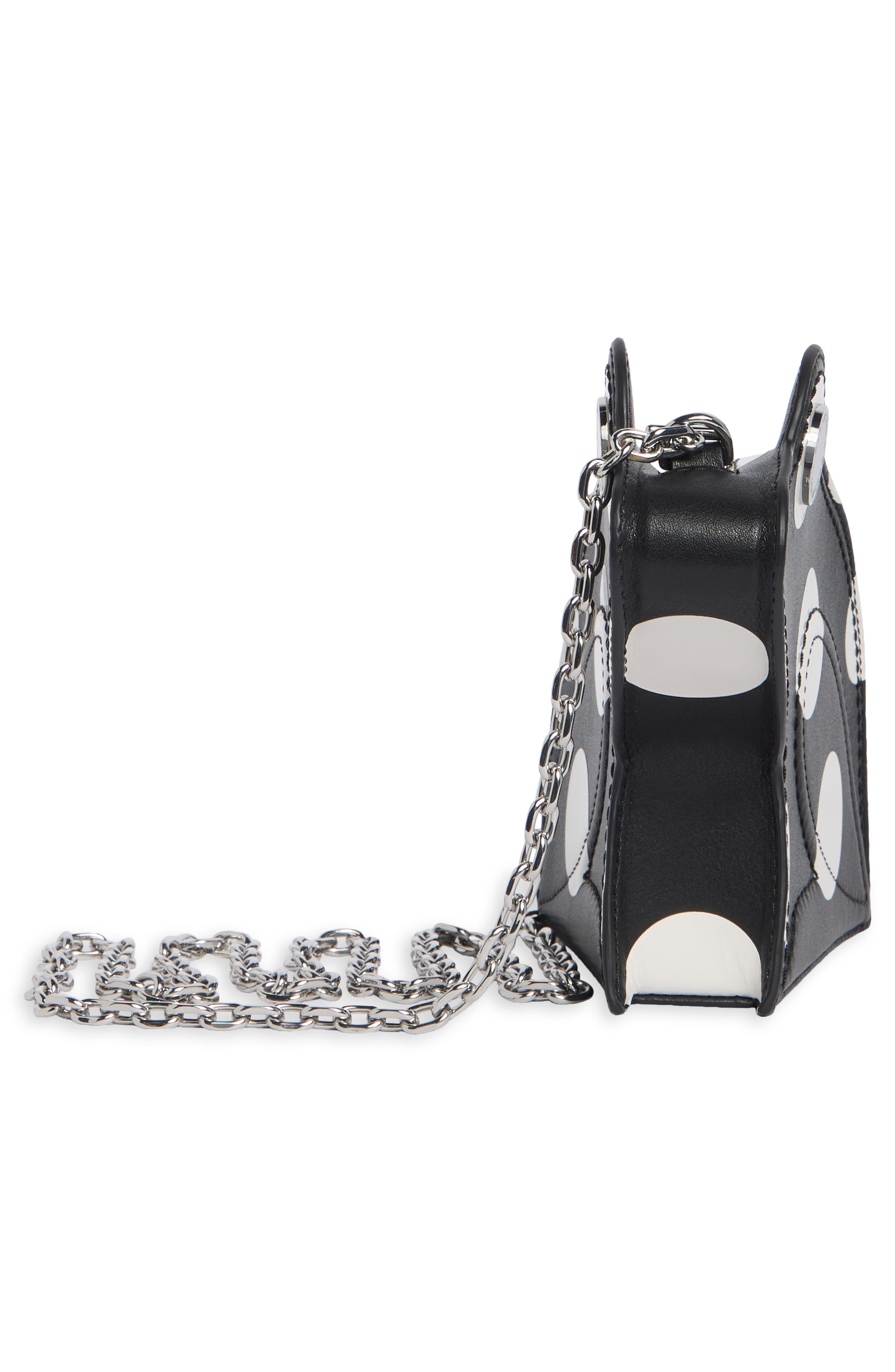 The Leather Polka Dot Crossbody Bag, Alternate, color, BLACK/WHITE