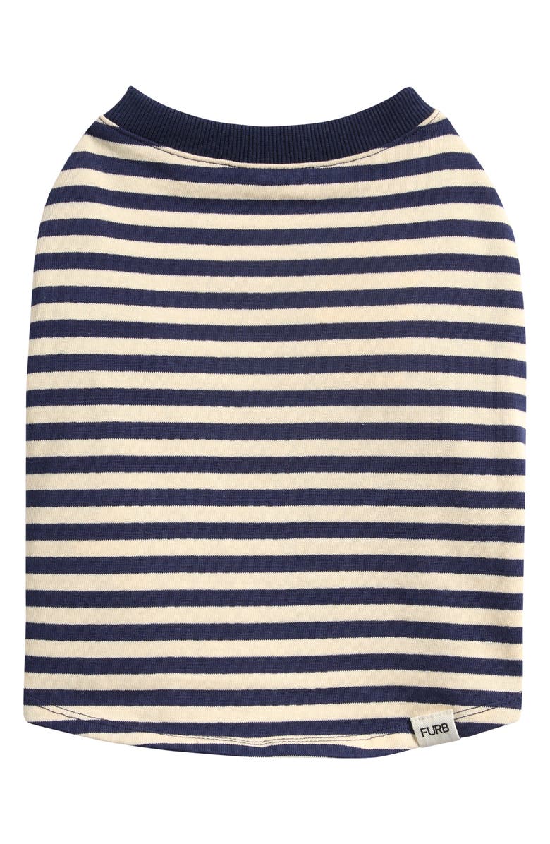 Furb The Playful Pooch Stripe Cotton Pet Sweater, Alternate, color, Navy/White