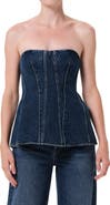 AGOLDE Lara Strapless Corset Peplum Denim Top