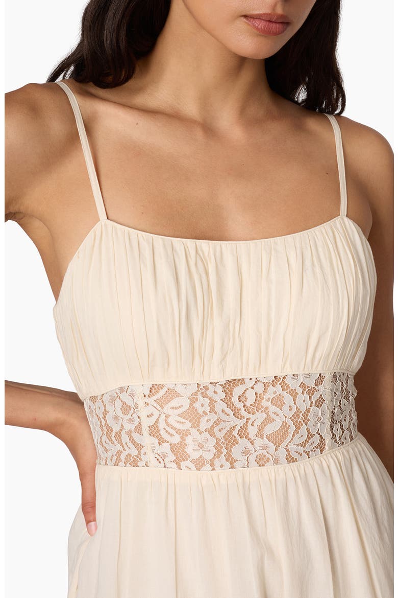 Octavia Lace Inset Cotton Midi Dress, Alternate, color, BONE