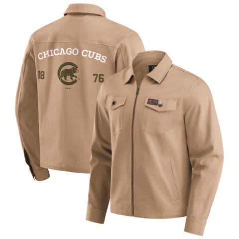 Men
s Darius Rucker Collection by Fanatics  Tan Chicago Cubs Distressed Washed Full-Zip Jacket
