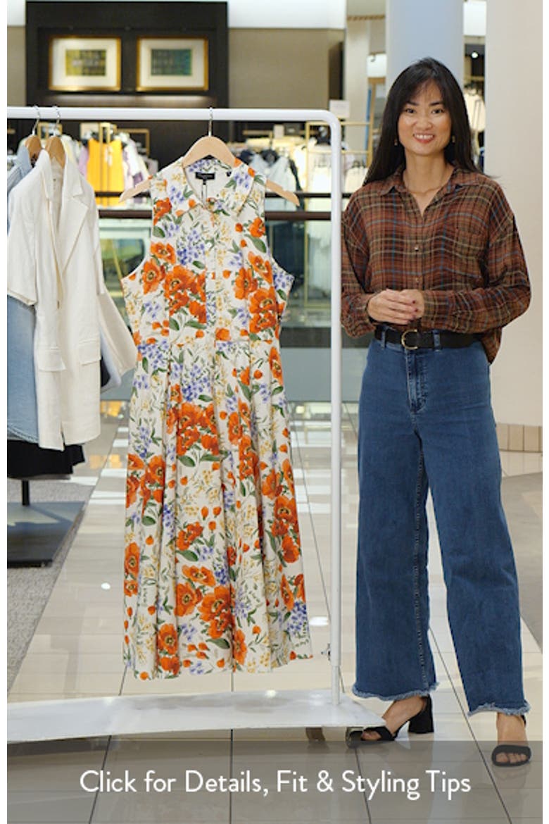 Noemi Floral Pleated Sleeveless Cotton Midi Shirtdress video