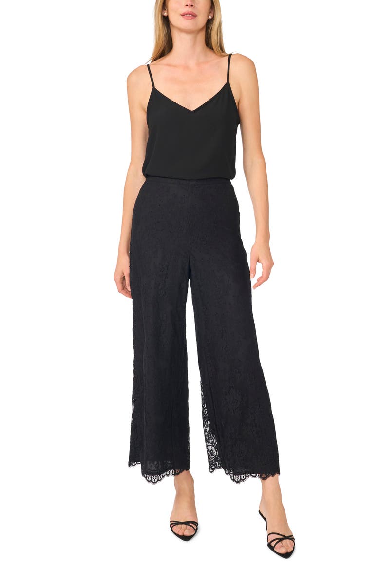 Lace Pull On Wide Leg Pants, Alternate, color, RICH BLACK