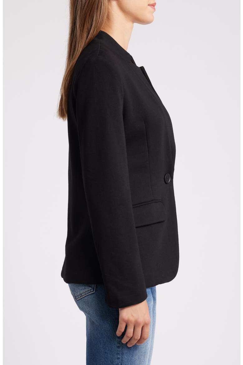 Inverted Notch Collar Cotton Blend Knit Blazer, Alternate, color, BLACK