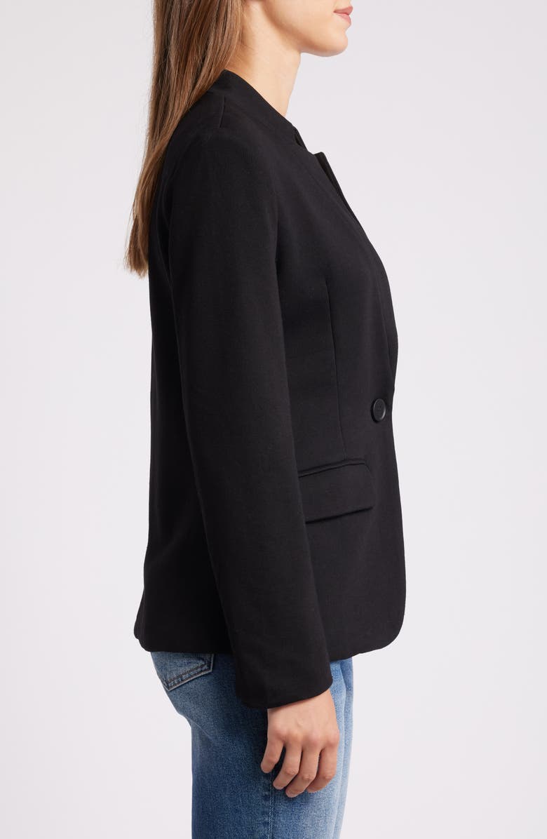 GIBSONLOOK Inverted Notch Collar Cotton Blend Knit Blazer, Alternate, color, Black