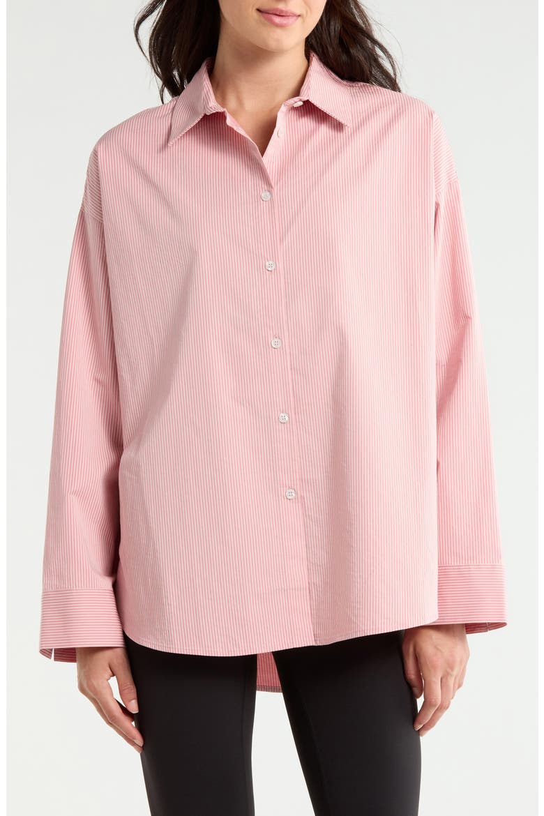 Summer Stripe Button-Up Shirt, Alternate, color, MELROSE PINK WHITE STRIPE
